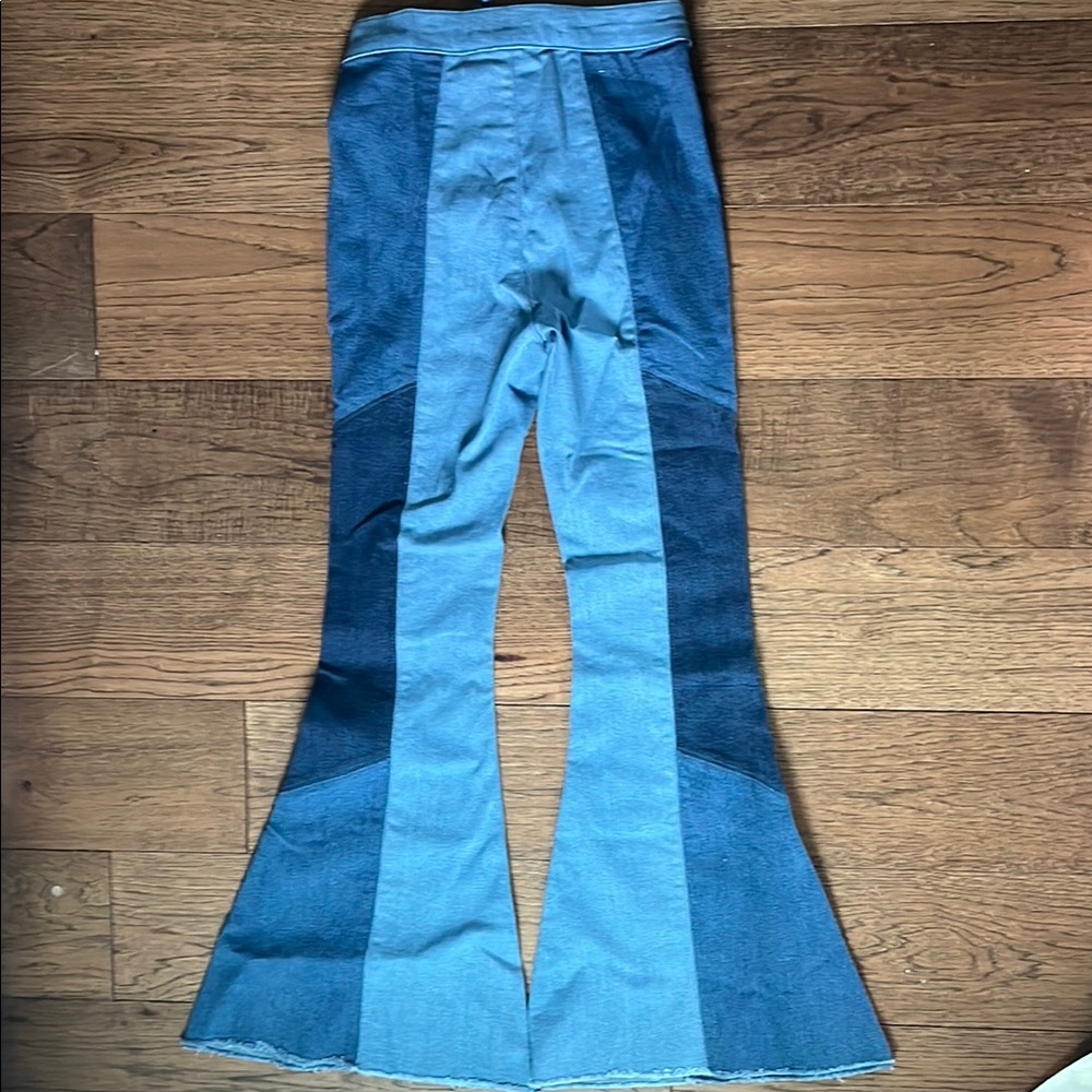 Venus Denim Patchwork Flare Jeans - image 4
